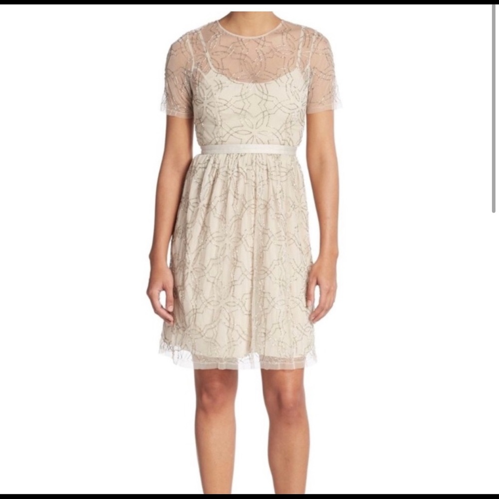 Needle&Thread Geo Tulle Beaded Dress Size 4